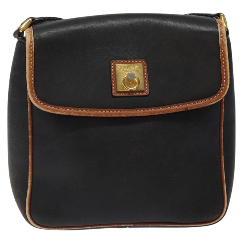 CELINE Shoulder Bag Leather Black Gold - Picture 2 of 12